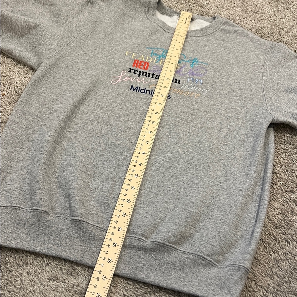 Taylor Swift Albums Embroidered Gray Sweatshirt Small Swiftie Apparel Cozy Top - Picture 9 of 16